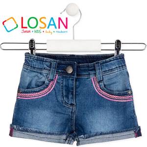 LOSAN Παντελόνι κοντό τζιν για κορίτσι με απλικέ της Λοσάν