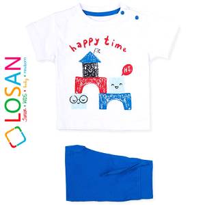 LOSAN Σετ μπλούζα και βερμούδα για μωρό αγόρι τύπωμα Happy της Λοσάν