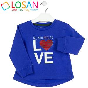 LOSAN Μπλούζα φούτερ μακρυμάνικη για κορίτσι Love της Λοσάν