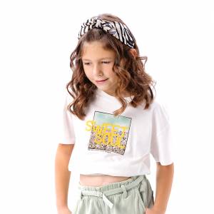 Παιδική μπλούζα κροπ με τύπωμα για κορίτσι