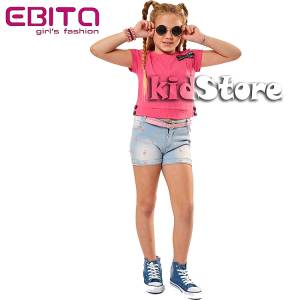 EBITA Σορτς τζιν για κορίτσι με τύπωμα Φλαμίνγκο της Εβίτα