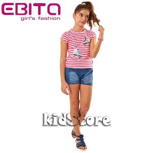 EBITA Σετ μπλούζα με σορτς για κορίτσι με τύπωμα ριγέ και παγιέτες της Εβίτα