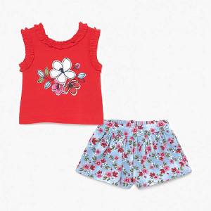 MAYORAL Σετ μπλούζα και σορτς για μωρό κορίτσι Flowers της Μαγιοράλ