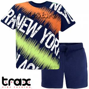 TRAX Σετ μπλούζα και βερμούδα για αγόρι τύπωμα New York της Τραξ