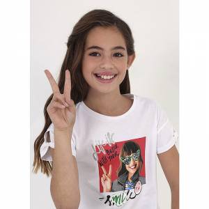 Μπλούζα κοντομάνικη για κορίτσι με τύπωμα smile της Mayoral