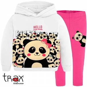 Φόρμα σετ με μπλούζα φούτερ και κολάν για κορίτσι Panda της Trax
