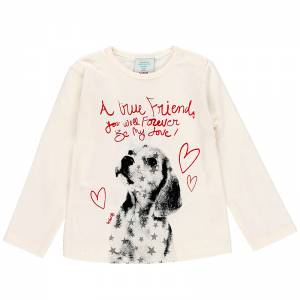 Μπλούζα για κορίτσι μακρυμάνικη με τύπωμα Dog της Boboli