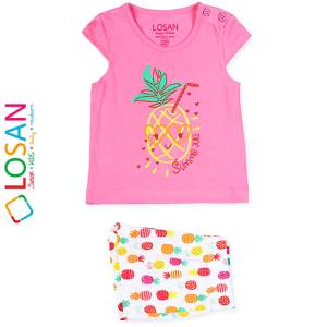 LOSAN Σετ μπλούζα με σορτς για μωρό κορίτσι τύπωμα Ανανάς της Λοσάν