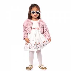 EBITA Σετ για μωρό κορίτσι με φόρεμα και μπολερό γουνάκι της Εβίτα