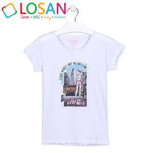 LOSAN Μπλούζα κοντομάνικη για κορίτσι τύπωμα stop της Λοσάν
