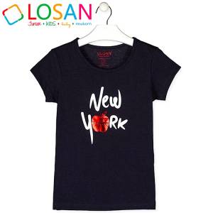 LOSAN Μπλούζα κοντομάνικη για κορίτσι τύπωμα N.Y. της Λοσάν