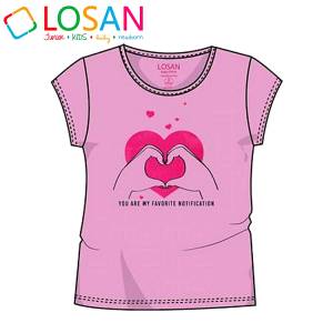 LOSAN Μπλούζα κοντομάνικη για κορίτσι τύπωμα heart της Λοσάν