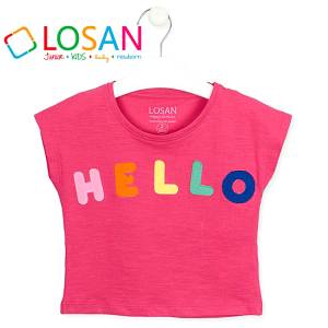 LOSAN Μπλούζα αμάνικη για κορίτσι απλικέ hello της Λοσάν