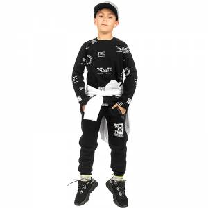 Παντελόνι για αγόρι από ύφασμα φούτερ με χνούδι εσωτερικά Μαύρο