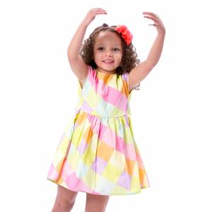 Παιδικό πολύχρωμο καρό φόρεμα για κορίτσι