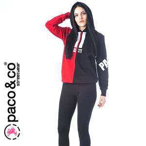 PACO Μπλούζα γυναικεία φούτερ με κουκούλα και τύπωμα Street της Πάκο