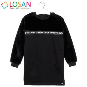 LOSAN Φόρεμα φούτερ με γουνάκι για κορίτσι της Λοσάν