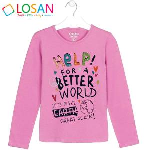 LOSAN Μπλούζα μακρυμάνικη για κορίτσι με τύπωμα help της Λοσάν