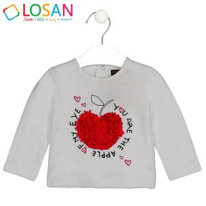 LOSAN Μπλούζα μακρυμάνικη για κορίτσι με τύπωμα γκοφρέ της Λοσάν