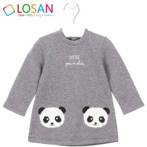 LOSAN Φόρεμα φούτερ μακρυμάνικο για μωρό κορίτσι Panda της Λοσάν