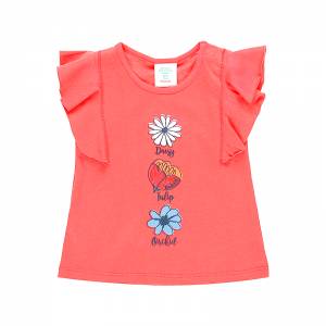 BOBOLI Μπλούζα κοντομάνικη για κορίτσι τύπωμα λουλούδια της Μπόμπολι