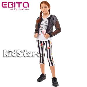 EBITA Σετ ζακέτα, μπλούζα και κολάν για κορίτσι με τύπωμα Girl της Εβίτα