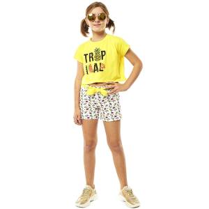 EBITA Σετ μπλούζα με σορτς για κορίτσι με τύπωμα tropical της Εβίτα
