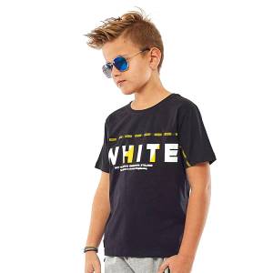 HASHTAG Μπλούζα κοντομάνικη για αγόρι με τύπωμα white της Χάσταγκ