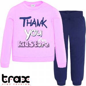TRAX Φόρμα παιδική για κορίτσι με τύπωμα Thank you της Τραξ