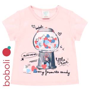 BOBOLI Μπλούζα κοντομάνικη για κορίτσι τύπωμα hearts της Μπόμπολι