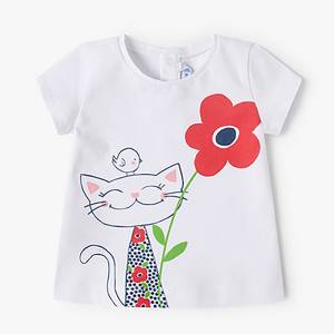 MAYORAL Μπλούζα κοντομάνικη για κορίτσι με τύπωμα γάτα της Μαγιοράλ