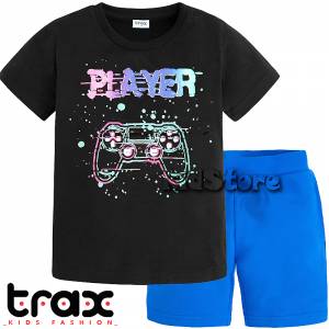 TRAX Σετ μπλούζα και βερμούδα για αγόρι τύπωμα Player της Τραξ