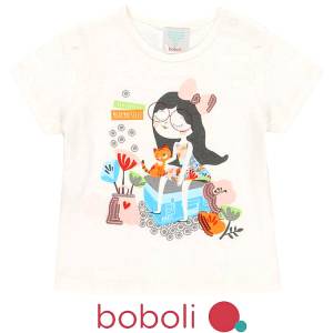 BOBOLI Μπλούζα κοντομάνικη για κορίτσι τύπωμα cat της Μπόμπολι