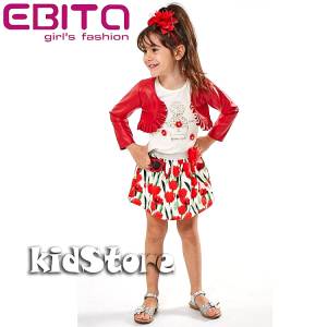 EBITA Σετ φούστα μπλούζα και μπολερό από δερματίνη για κορίτσι της Εβίτα