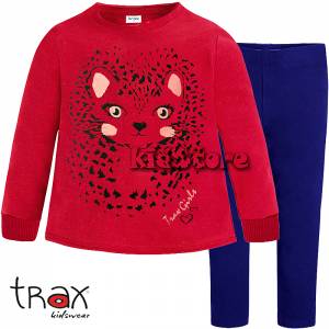 Φόρμα σετ με μπλούζα φούτερ και κολάν για κορίτσι Cat της Trax