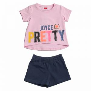 Σετ μπλούζα με σορτς για κορίτσι με τύπωμα Pretty της Joyce