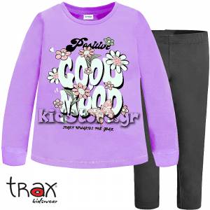 Φόρμα σετ με μπλούζα φούτερ και κολάν για κορίτσι Good της Trax