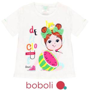 BOBOLI Μπλούζα κοντομάνικη για κορίτσι τύπωμα delicious της Μπόμπολι