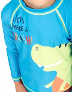 Σετ παραλίας μακρυμάνικη μπλούζα με ριγέ σορτς με αντηλιακή προστασία για αγόρι