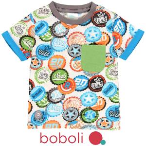 BOBOLI Μπλούζα κοντομάνικη για αγόρι τύπωμα καπάκια της Μπόμπολι