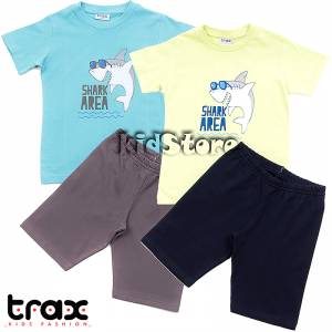 TRAX Πακέτο 2 σετ μπλούζα και βερμούδα για αγόρι τύπωμα Shark της Τραξ