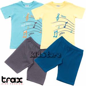 TRAX Πακέτο 2 σετ μπλούζα και βερμούδα για αγόρι τύπωμα sound της Τραξ