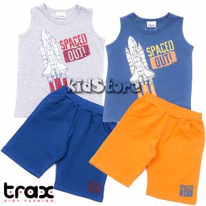 TRAX Πακέτο 2 σετ μπλούζα και βερμούδα για αγόρι τύπωμα Space της Τραξ
