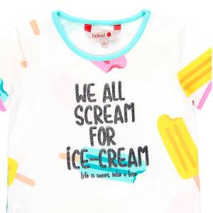 BOBOLI Μπλούζα κοντομάνικη για κορίτσι τύπωμα παγωτά της Μπόμπολι