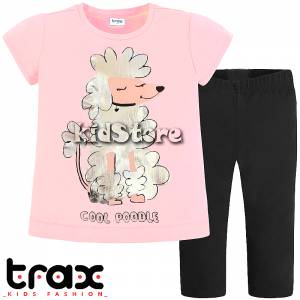 Σετ μπλούζα με κολάν για κορίτσι με τύπωμα Dog της Trax