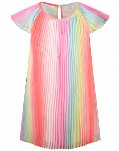 Πλισέ σιφόν φόρεμα στα χρώματα ουράνιο τόξο για κορίτσι