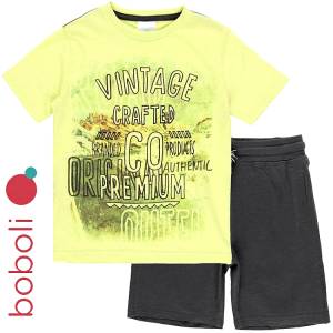 BOBOLI Σετ μπλούζα και βερμούδα για αγόρι τύπωμα vintage της Μπόμπολι