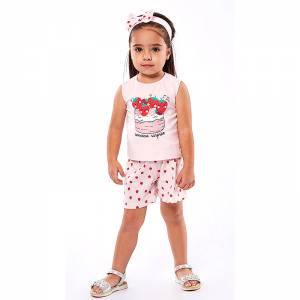 EBITA Σετ μπλούζα με σορτς για μωρό κορίτσι με τύπωμα Φράουλες της Εβίτα