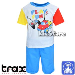 TRAX Σετ μπλούζα και βερμούδα για αγόρι τύπωμα Play της Τραξ
