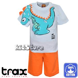 TRAX Σετ μπλούζα και βερμούδα για αγόρι τύπωμα Dino της Τραξ